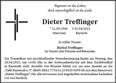 Trauerfeier von Dieter Treffinger