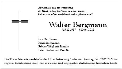 Trauerfeier von Walter Bergmann