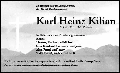 Trauerfeier von Karl Heinz Kilian
