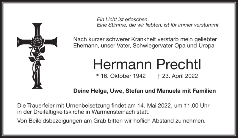 Trauerfeier von Hermann Prechtl