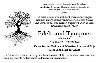 Trauerfeier von Edeltraud Tympner