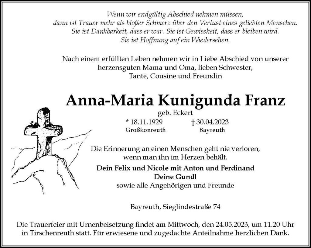 Trauerfeier von Anna-Maria Franz