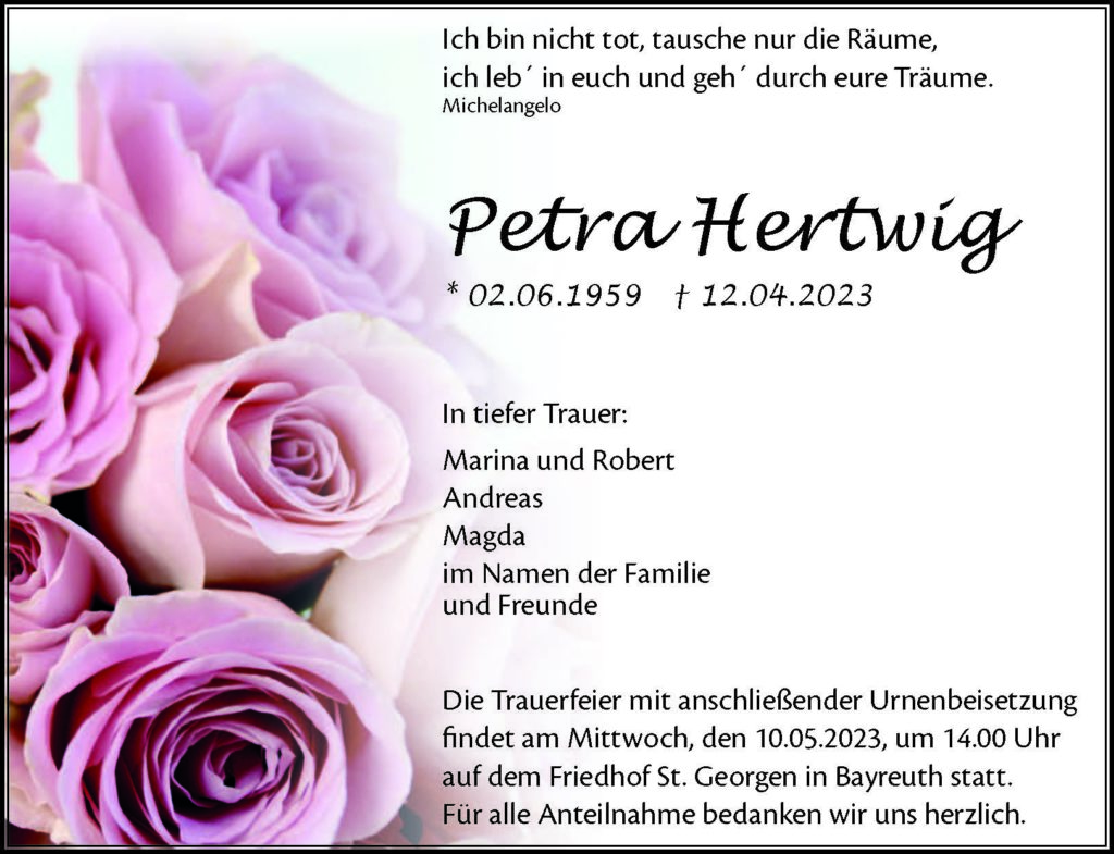 Trauerfeier von Petra Hertwig