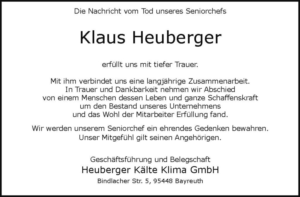 Trauerfeier von Klaus Heuberger