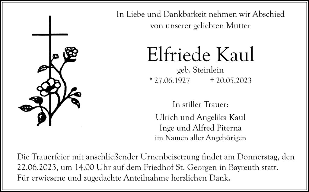 Trauerfeier von Elfriede Kaul