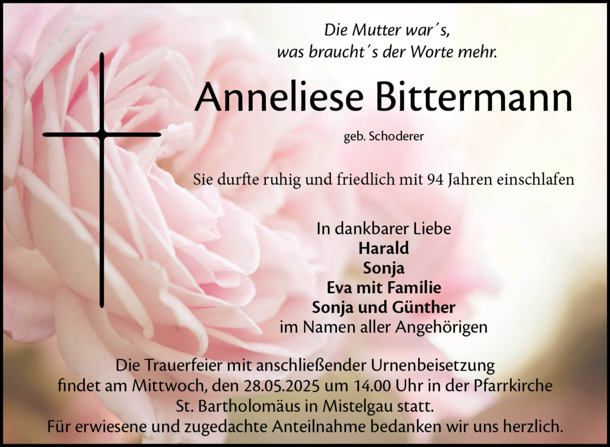 Anneliese Bittermann Traueranzeige