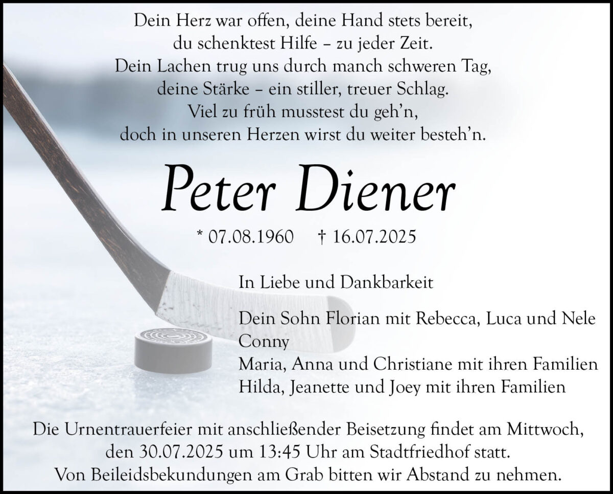 Peter Diener Traueranzeige
