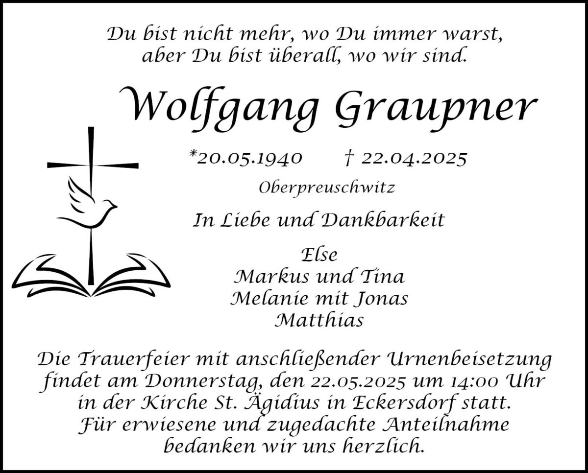 Wolfgang Graupner Traueranzeige