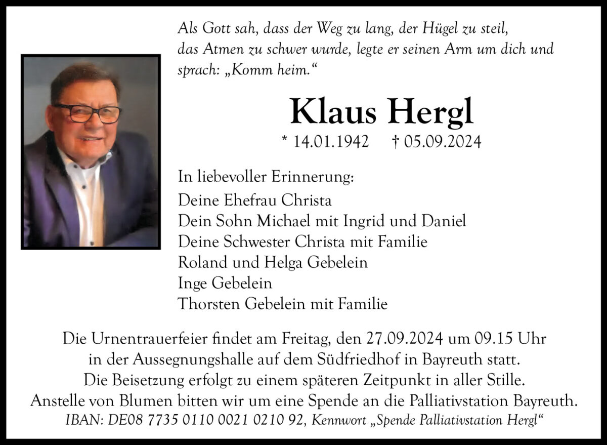 Traueranzeige Klaus Hergl