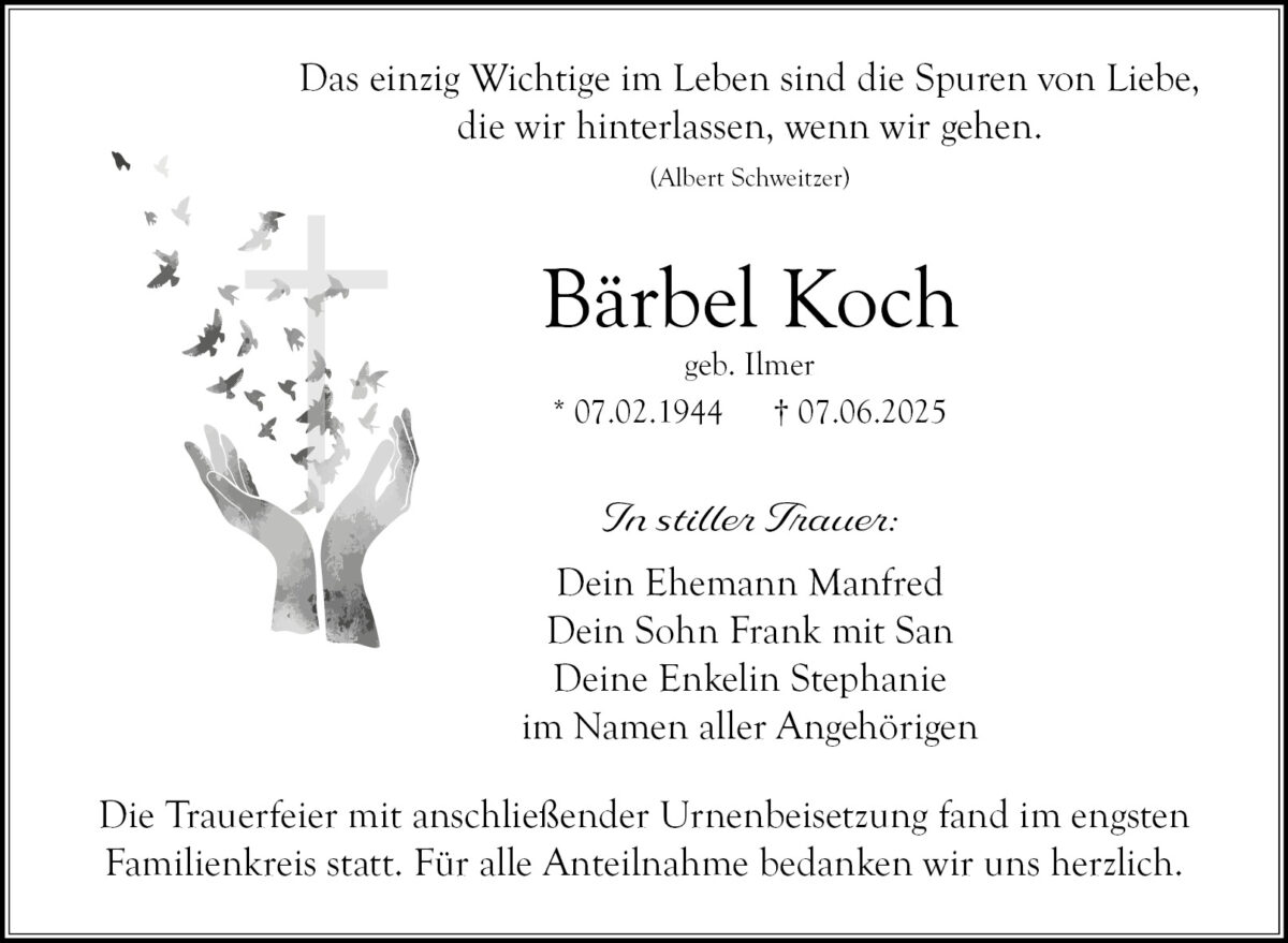 Traueranzeige Bärbel Koch