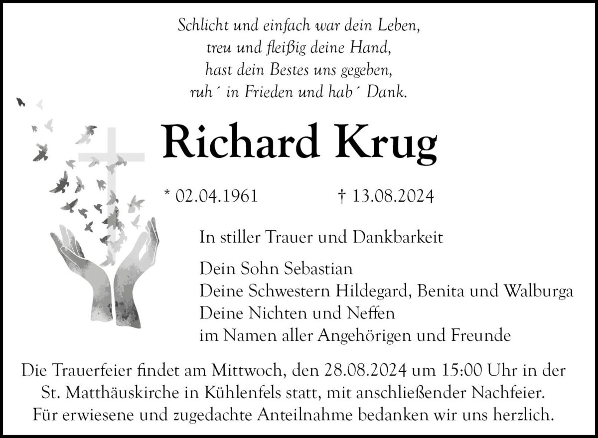 Traueranzeige Richard Krug