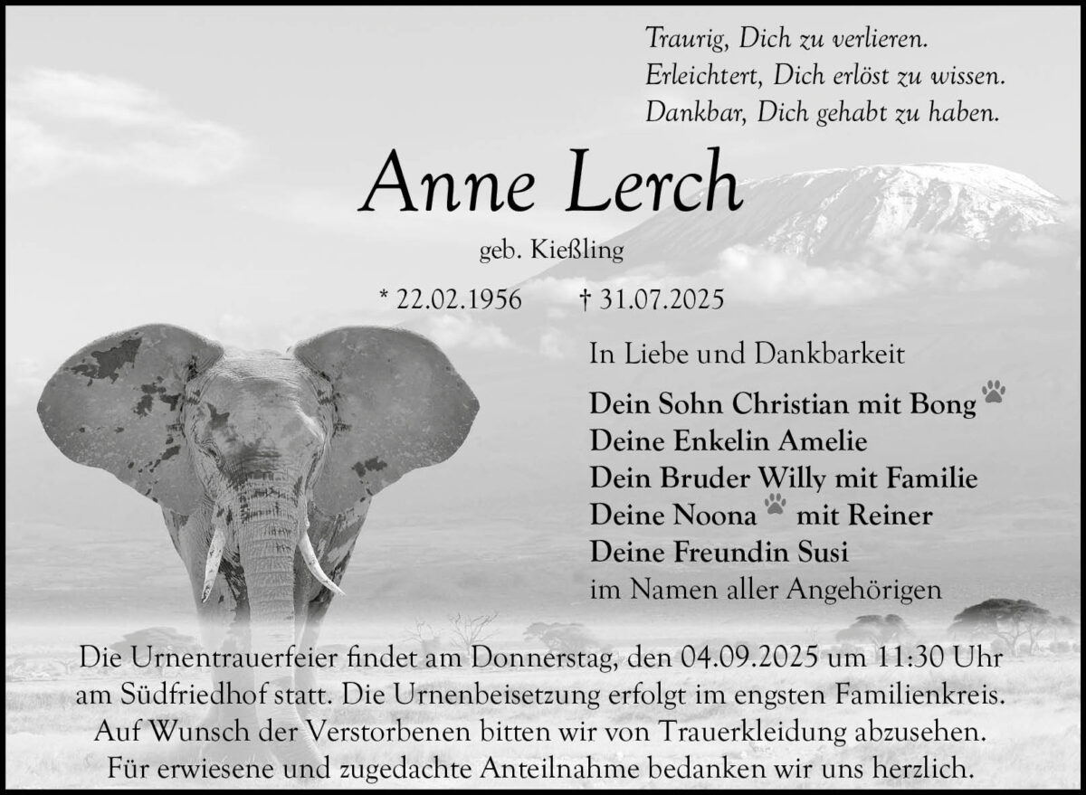 Anne Lerch Traueranzeige