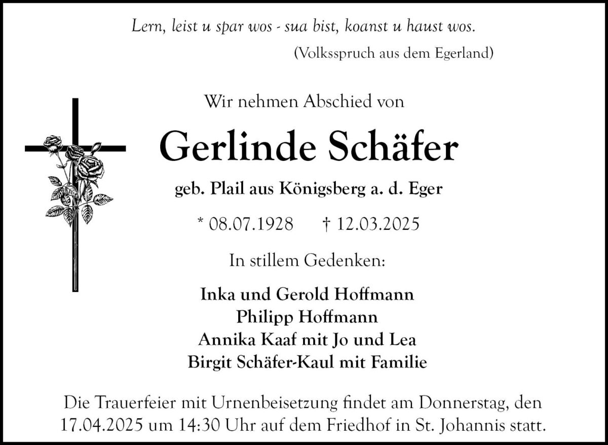 Gerlinde Schäfer Traueranzeige