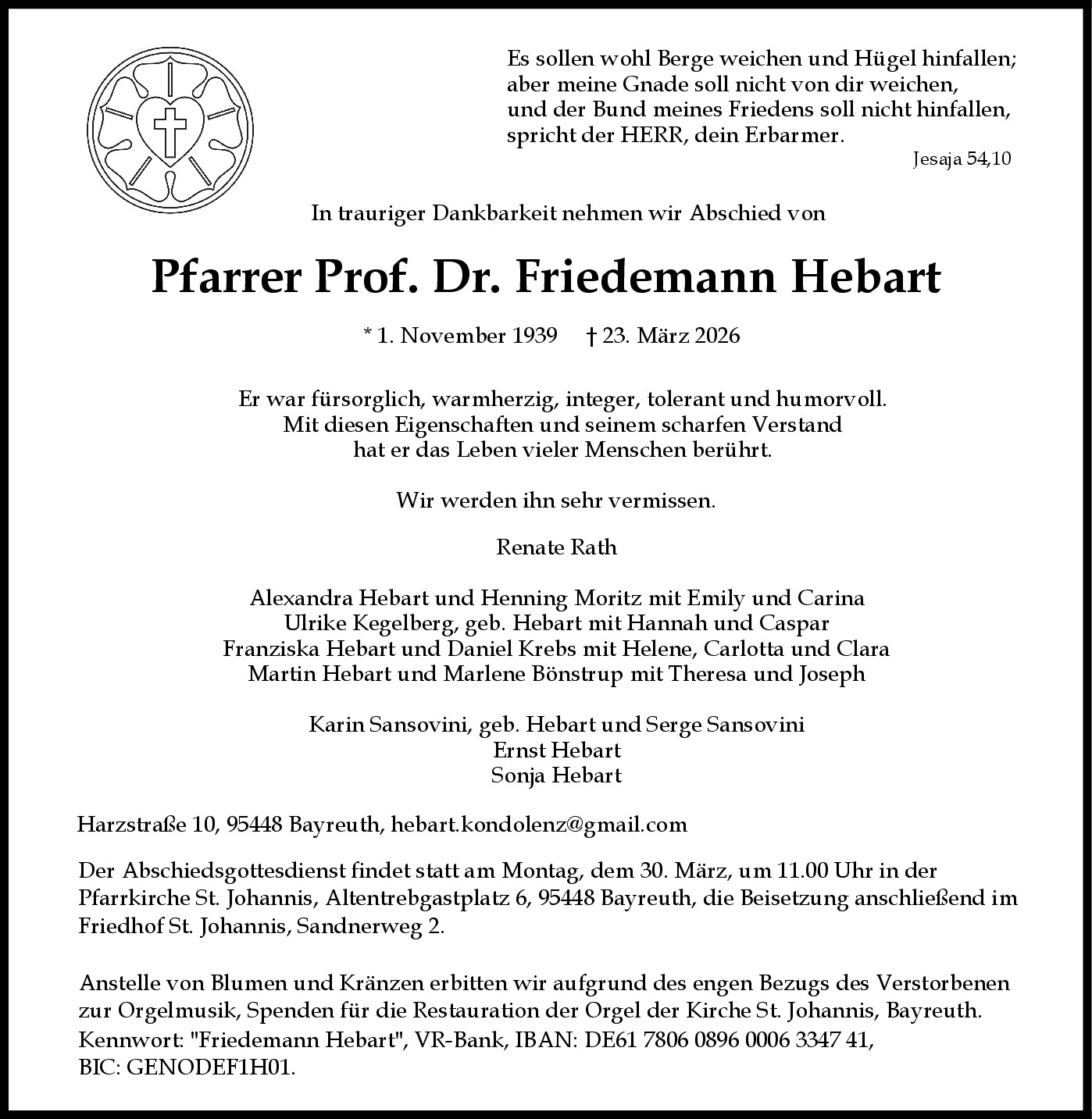 Pfarrer Prof. Dr. Friedemann Hebart