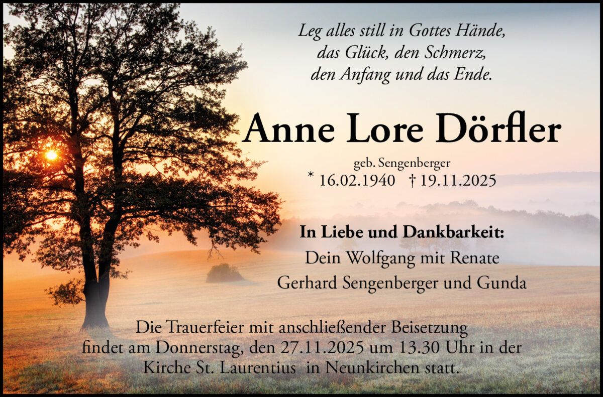 Anne Lore Dörfler Traueranzeige