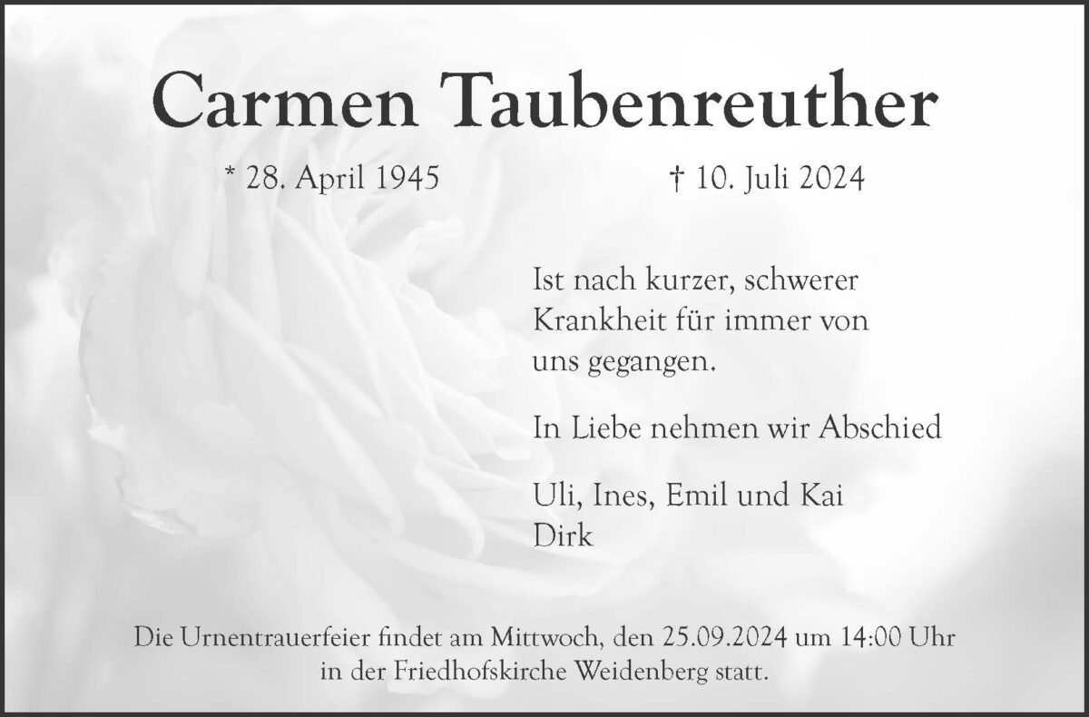 Carmen Taubenreuther Traueranzeige