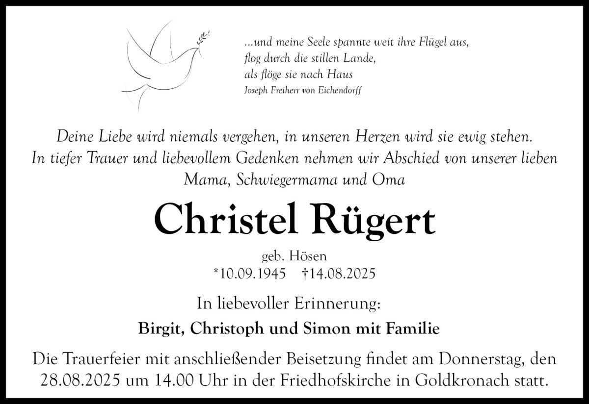 Christel Rügert Traueranzeige