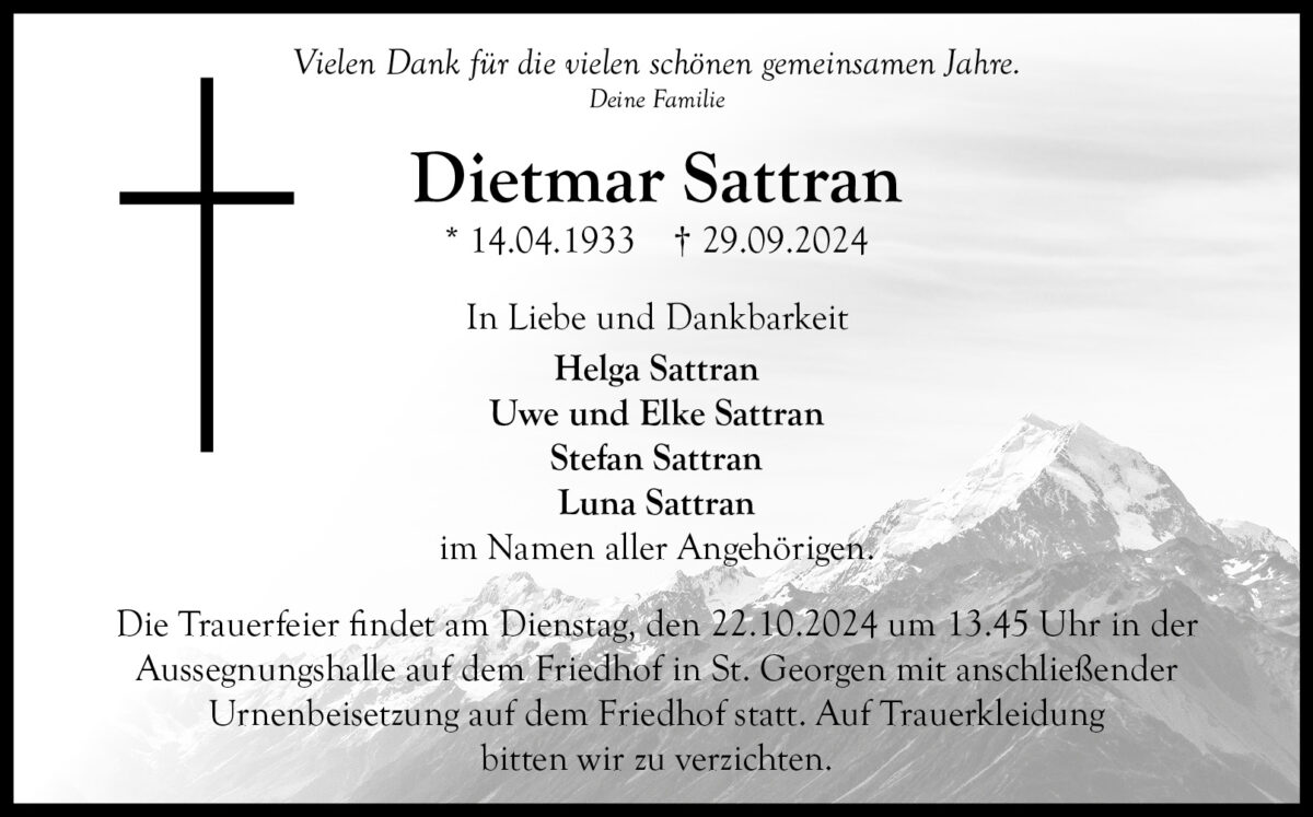 Dietmar Sattran Traueranzeige