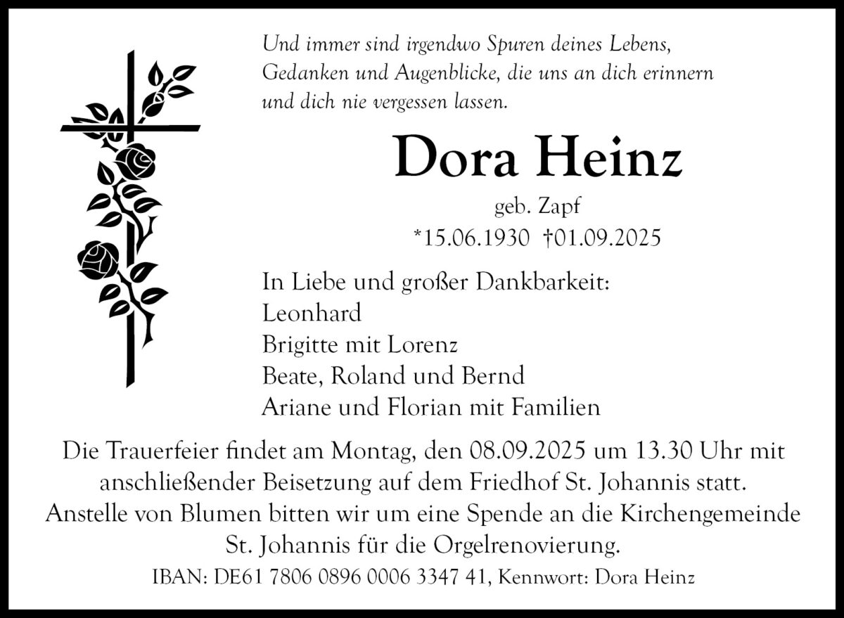Dora Heinz Traueranzeige
