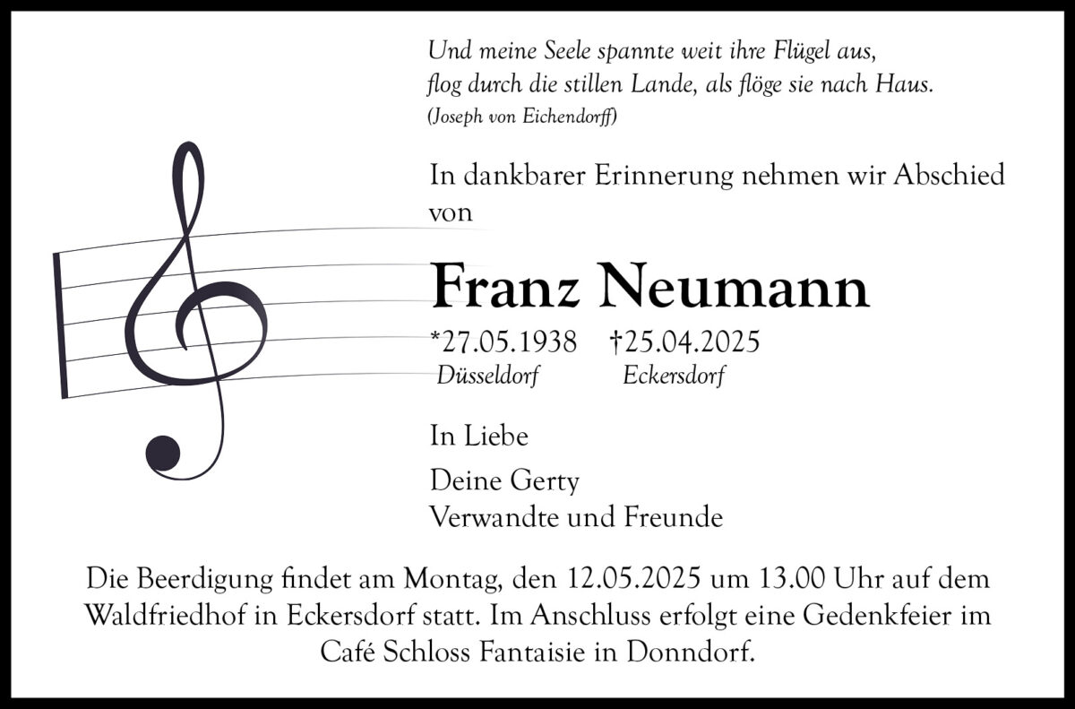 Franz Neumann Traueranzeige