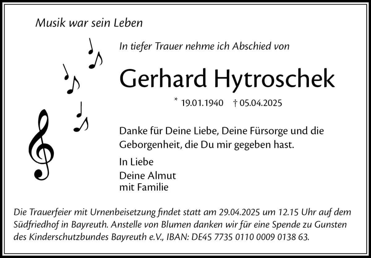 Gerhard Hytroschek Traueranzeige