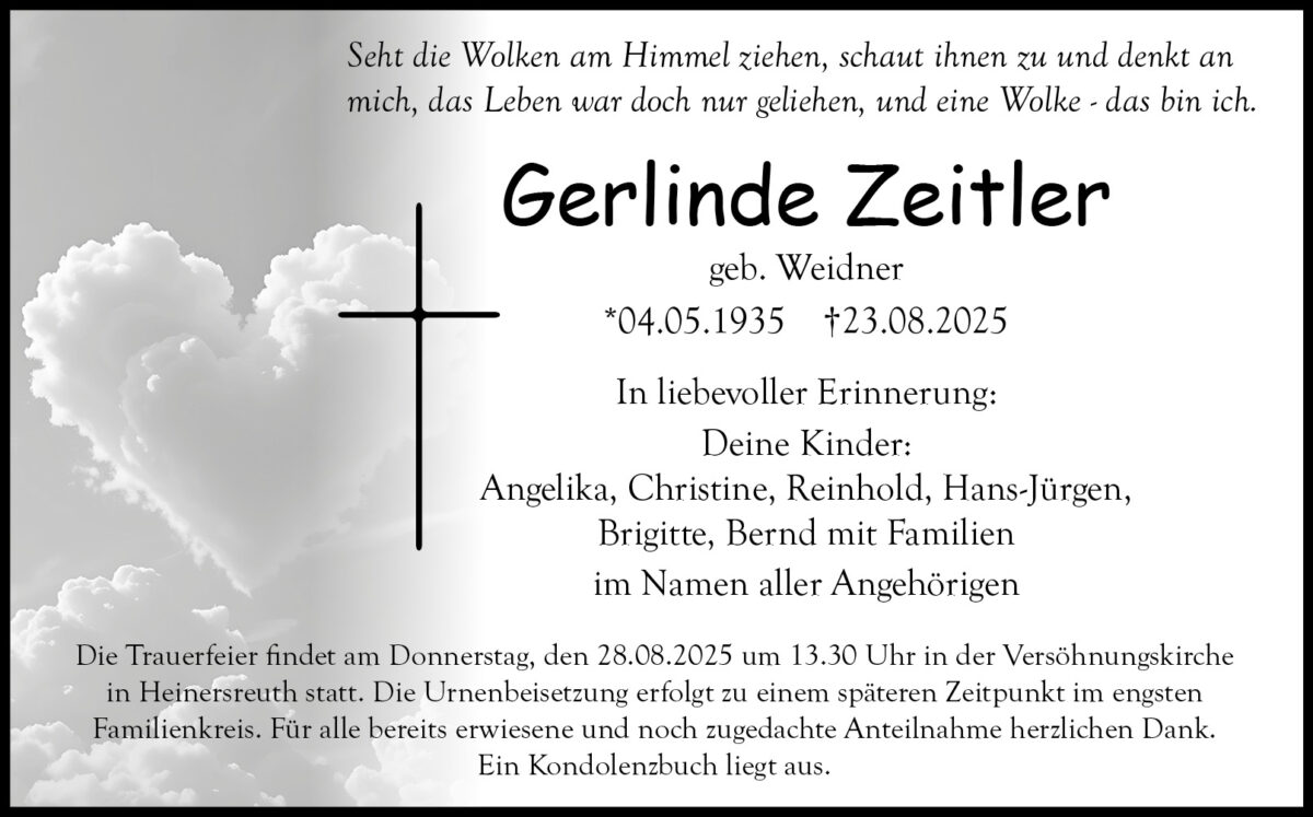 Gerlinde Zeitler Traueranzeige