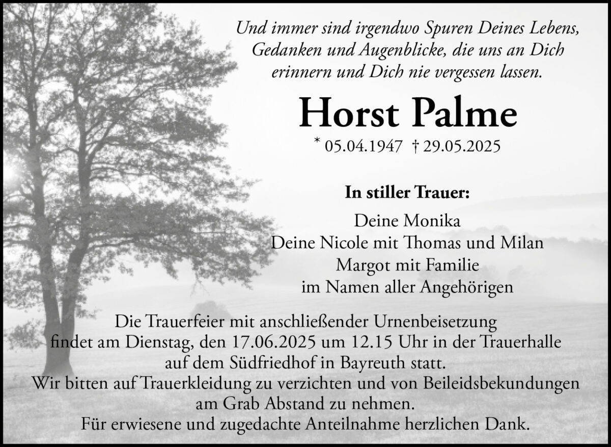 Horst Palme Traueranzeige