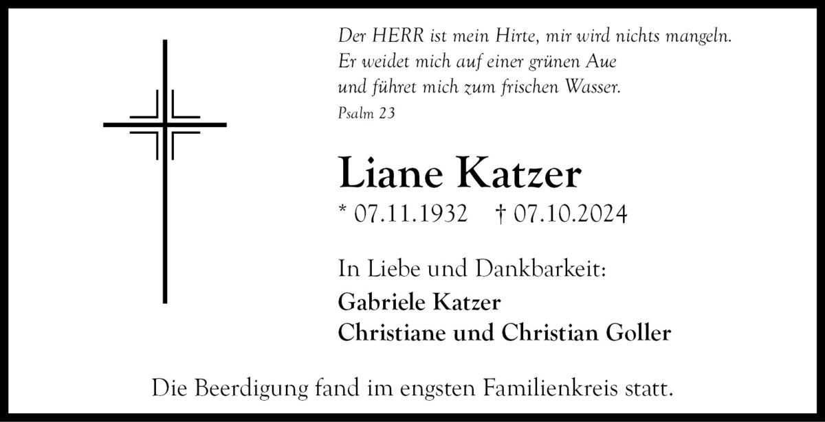 Liane Katzer Traueranzeige