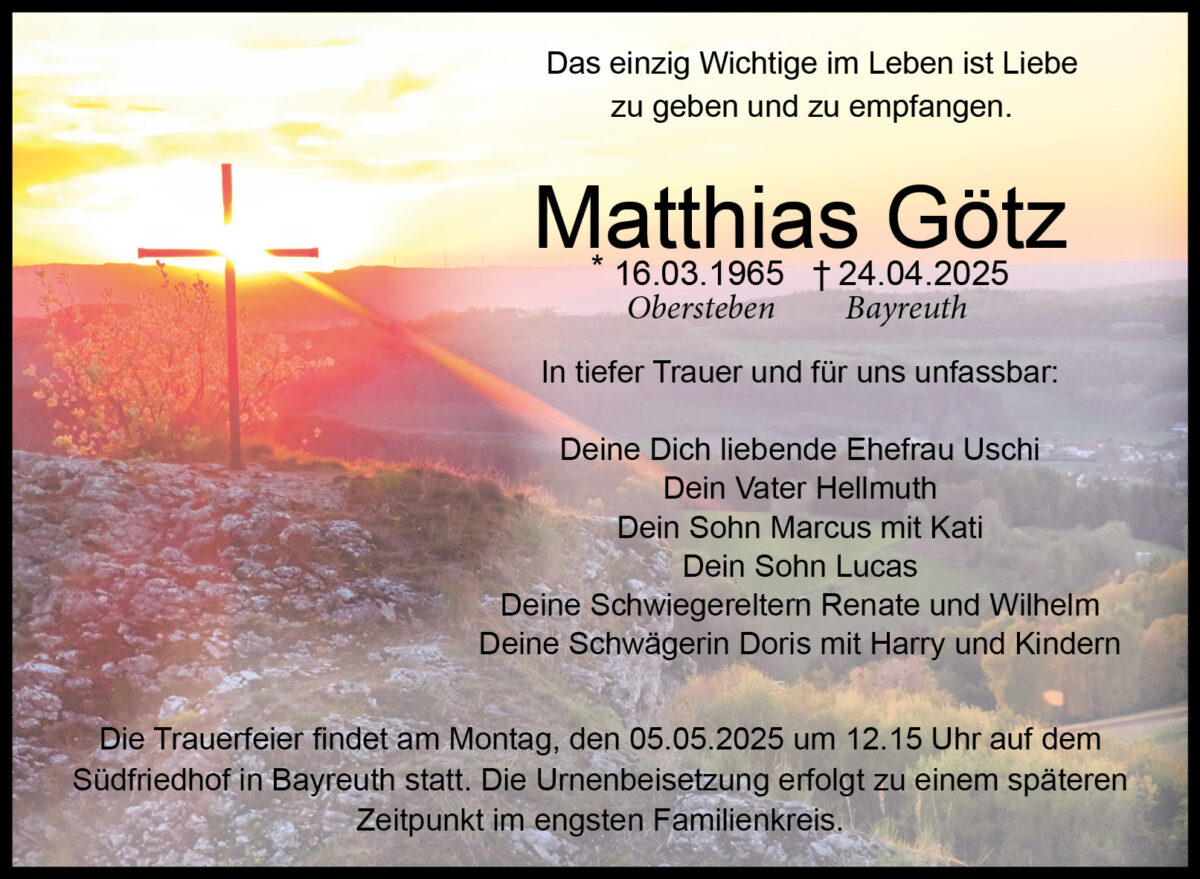 Matthias Götz Traueranzeige