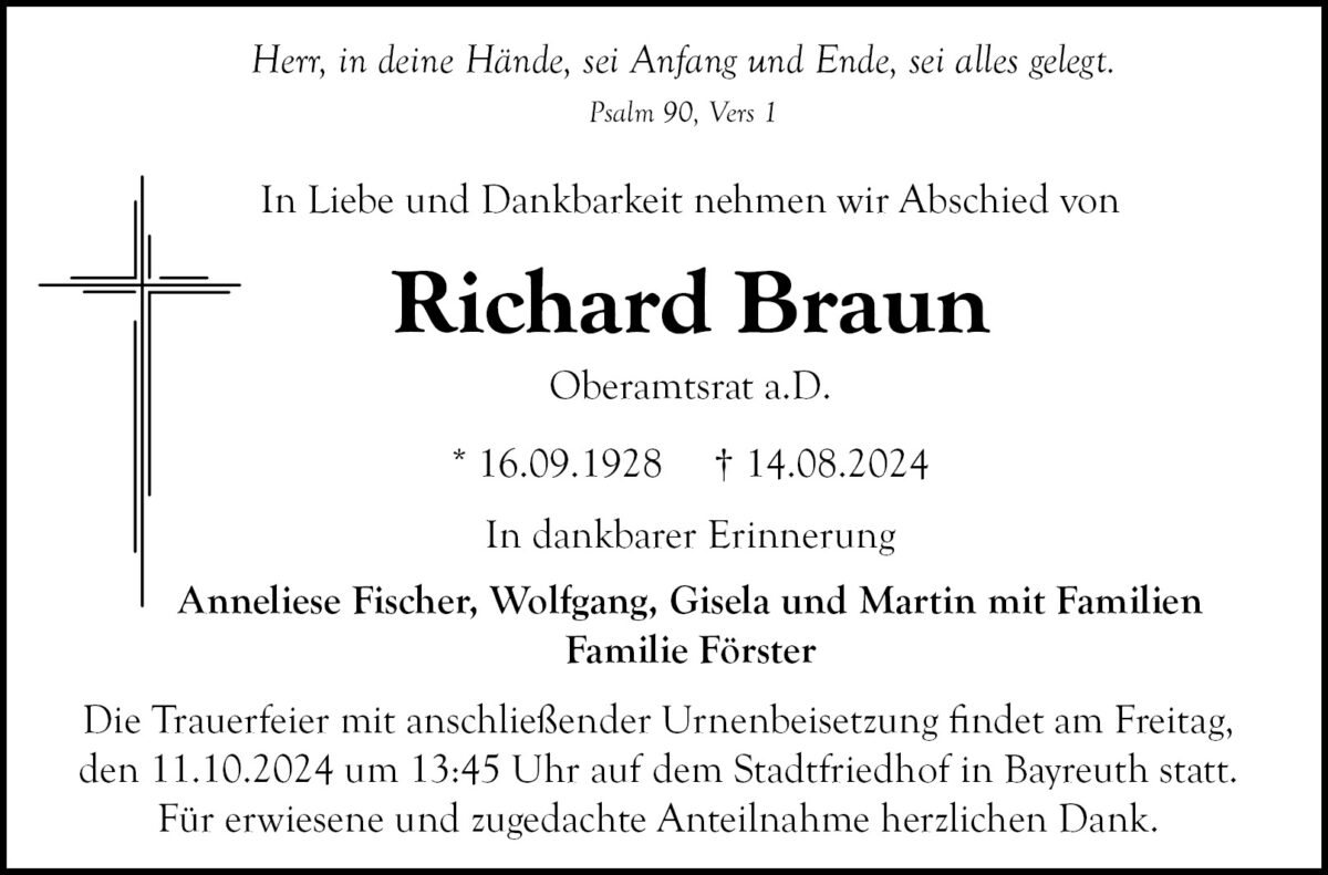 Richard Braun Traueranzeige