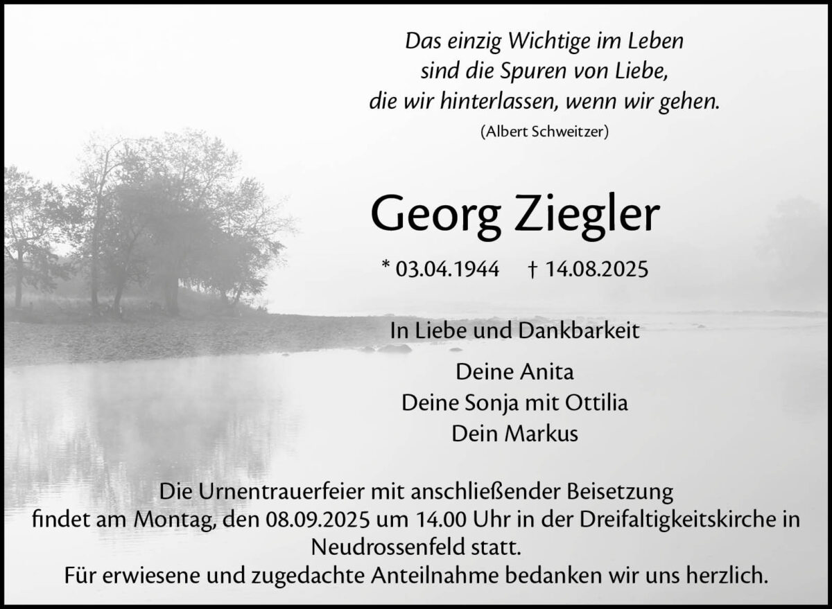 Georg Ziegler Traueranzeige